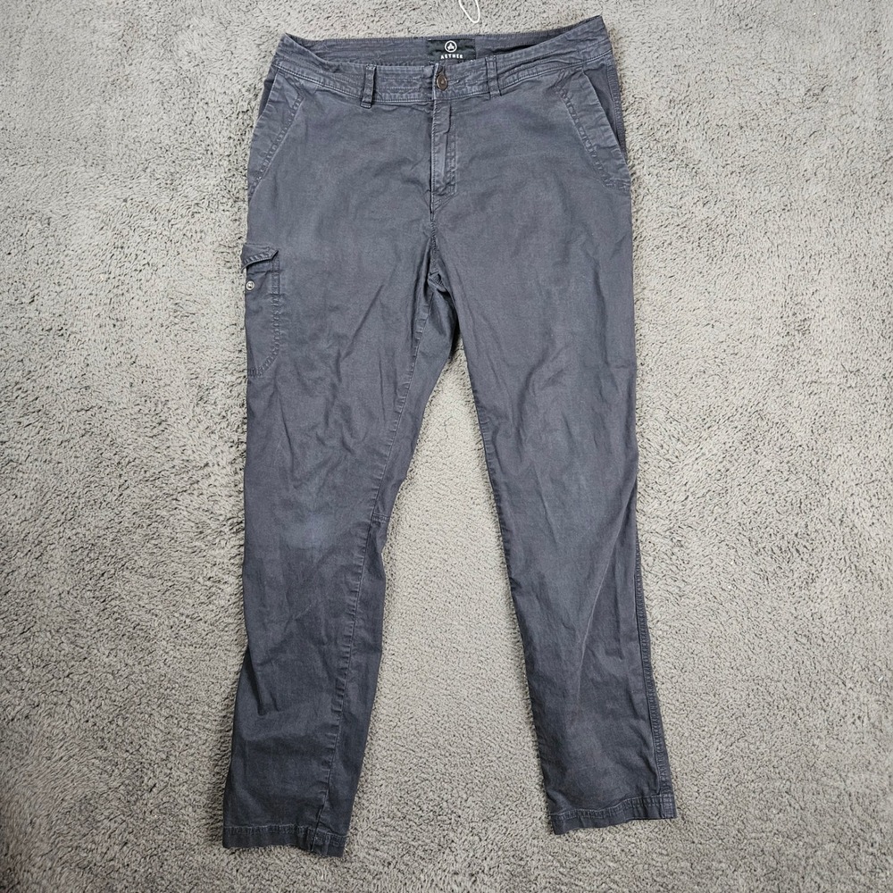 Aether Mens Charcoal Gray Cotton Stretch Cargo Pants Size 32x31 Straight Leg